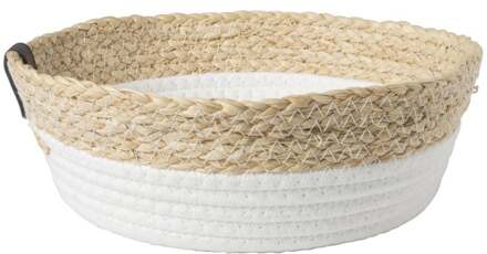 Rond mandje - ø26x9 cm - naturel/wit