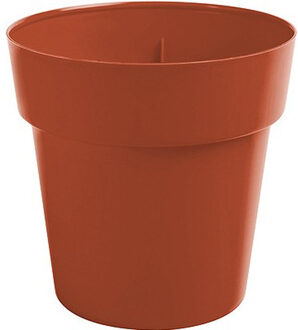 Rond terracotta plantenbakje/bloemenbakje/bloempotje Melisa 25 cm kunststof/plastic - Plantenpotten Bruin