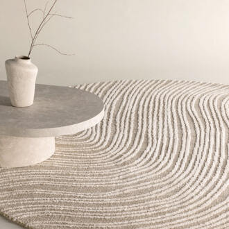 Rond Vloerkleed 'Memorie' 200cm, kleur Beige - 200 cm