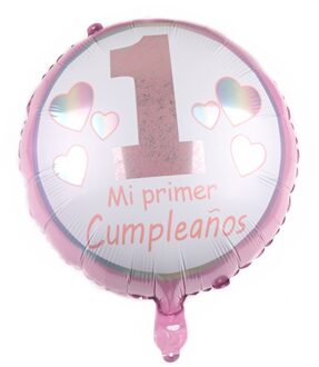 Ronde 18 "jongens en meisjes figuur Spaans aluminiumfolie ballon baby geslacht verjaardagsfeestje versieren helium ballon roze