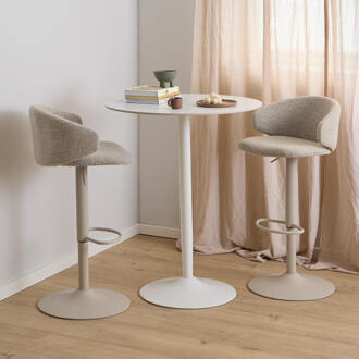 Ronde Bartafel 'Tempest' Keramiek met marmerprint, 80cm, kleur Wit