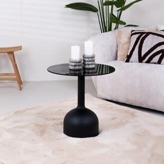 Ronde Bijzettafel 'Indira' Glas en staal, 55cm - 55 cm