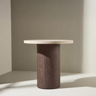 Ronde Bijzettafel 'Lawanda' Travertinlook, 50cm Beige