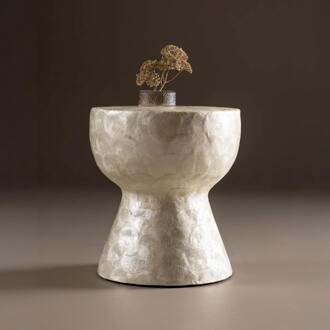 Ronde Bijzettafel 'Leeann' Capiz, 40cm Beige