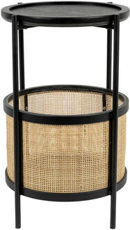 Ronde Bijzettafel 'Maddie' Rotan, kleur Zwart