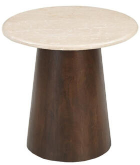 Ronde Bijzettafel 'Margred' Marmer en mangohout, 45cm - 45 cm