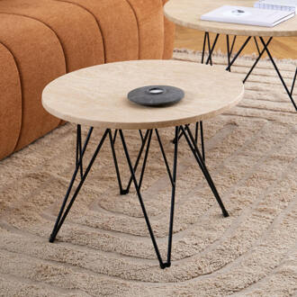 Ronde Bijzettafel 'Nadia' Marmer, 55cm Beige