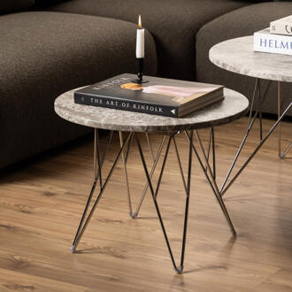 Ronde Bijzettafel 'Nadia' Marmer, 55cm Bruin - 55 cm