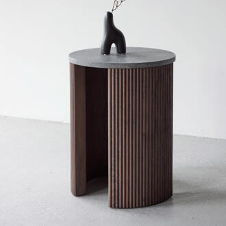 Ronde Bijzettafel 'Phallon' 40cm, kleur Mokka/Betonlook