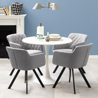 Ronde Bistrotafel 'Tempest' Keramiek met marmerlook, 90cm, kleur Wit - 90 cm