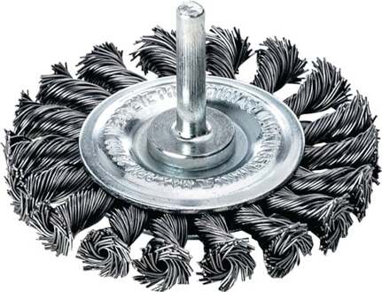 Ronde borstel | d. 75 mm schacht 6 mm draaddikte 0,5 mm | staal 12 mm | 25.000 omw/min | 1 stuk - 417198 417198