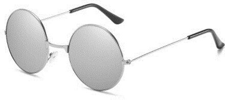 Ronde Bril Mannen Vrouwen Steampunk Zonnebril Vintage Sunglasse Vrouwen Ronde Zonnebril Spiegel UV400 Zilver