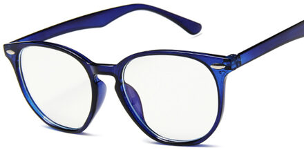 Ronde Brillen Vrouwen Mannen Mode Kat Bril Frame voor Vrouwelijke Transparante Nep Bril Leuke Clear Glazen Frame donker blauw