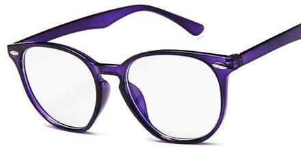Ronde Brillen Vrouwen Mannen Mode Kat Bril Frame voor Vrouwelijke Transparante Nep Bril Leuke Clear Glazen Frame donker paars