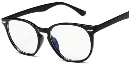 Ronde Brillen Vrouwen Mannen Mode Kat Bril Frame voor Vrouwelijke Transparante Nep Bril Leuke Clear Glazen Frame helder zwart