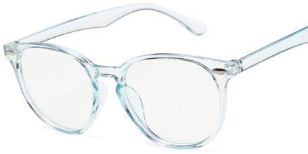 Ronde Brillen Vrouwen Mannen Mode Kat Bril Frame voor Vrouwelijke Transparante Nep Bril Leuke Clear Glazen Frame Trans blauw
