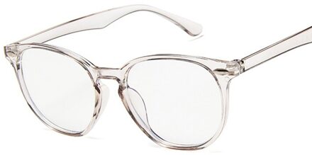 Ronde Brillen Vrouwen Mannen Mode Kat Bril Frame voor Vrouwelijke Transparante Nep Bril Leuke Clear Glazen Frame Trans grijs