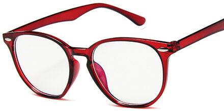 Ronde Brillen Vrouwen Mannen Mode Kat Bril Frame voor Vrouwelijke Transparante Nep Bril Leuke Clear Glazen Frame wijn rood