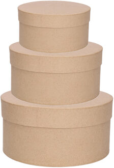 Ronde bruine hobby knutsel dozen van karton - 15x8 cm - 20x10 cm - 25x13 cm - cadeauverpakking