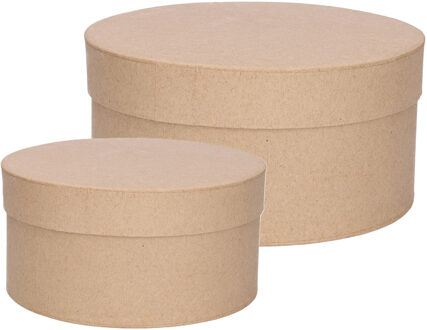 Ronde bruine hobby knutsel dozen van karton - 25x13 cm en 15x8 cm - cadeauverpakking - boxen