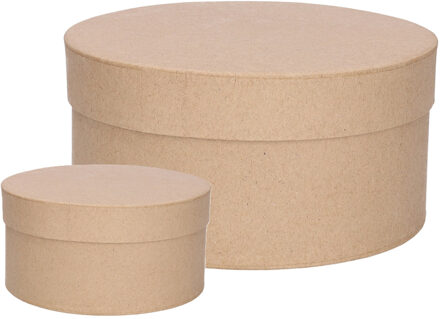 Ronde bruine hobby knutsel dozen van karton - 30x15 cm en 15x8 cm - cadeauverpakking - boxen
