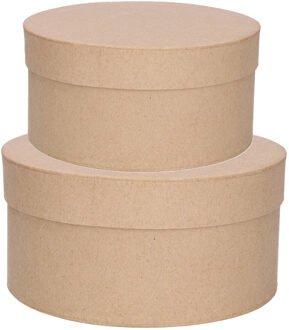 Ronde bruine hobby knutsel dozen van karton - 30x15 cm en 25x13 cm - cadeauverpakking - boxen