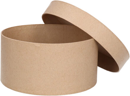 Ronde bruine hobby knutselen doos/dozen van karton - 15 x 8 cm - Doosje/cadeauverpakking Beige