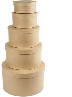Ronde bruine hobby knutselen doos/dozen van karton - 3x - 20 x 10 cm - cadeauverpakking - box