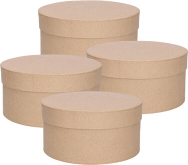 Ronde bruine hobby knutselen doos/dozen van karton - Set van 6x stuks - 15 x 8 cm - Doosje/cadeauver