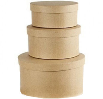 Ronde bruine hobby of opslag dozen set - in 3-formaten - 15/20/25 cm diameter