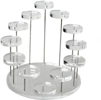 Ronde Cake Stand Acryl Sieraden Rek Voedsel Display Stand Voor Fruit Dessert Snack, Zwart/Clear Rood