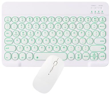 Ronde Cap Bluetooth Toetsenbord Voor Ipad Air 3 Voor Samsung/Huawei 2.4G Muis Draadloos Toetsenbord Met Achtergrondverlichting Telefoon toetsenbord Draadloze wit backlit reeks