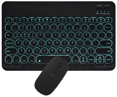 Ronde Cap Bluetooth Toetsenbord Voor Ipad Air 3 Voor Samsung/Huawei 2.4G Muis Draadloos Toetsenbord Met Achtergrondverlichting Telefoon toetsenbord Draadloze zwart backlit reeks