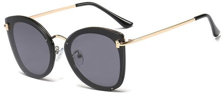 Ronde Cat Eye Klinknagel Zonnebril Mannen Vrouwen Shades UV400 Vintage Bril 45893 C3 zwart