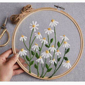 Ronde Daisy Paardebloem Diy Kruissteek Borduren Kit Beginner Handwerk Handwerken Kit Europese Borduren Materiaal Pakket Set 2