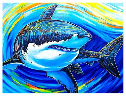 Ronde Diamant Vol Diamanten Diamanten Schilderij Set Woonkamer Decoratie Kinderen Diy Shark