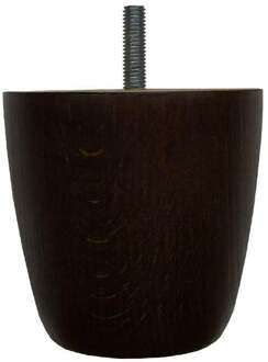 Ronde donkerbruine houten meubelpoot 8 cm (M10)