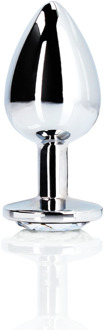 Ronde Edelsteen Anale Plug - Klein - Zilver/Diamant