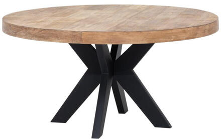 Ronde Eettafel 'Darwin' Teakhout, 150cm Bruin, Zwart - 150 cm