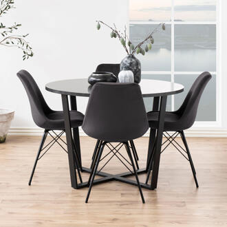 Ronde eettafel Gjern ø 110 cm met marmerprint blad