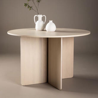 Ronde Eettafel 'Jadira' 120cm, kleur Whitewash - 120 cm