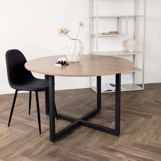 Ronde Eettafel 'Jahanna' Walnoot en staal, 120cm - 120 cm