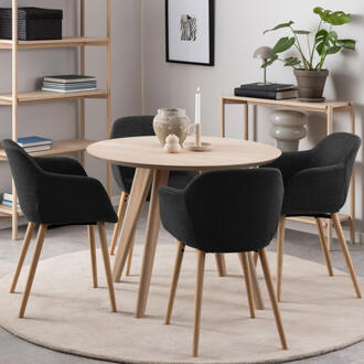 Ronde Eettafel 'Kimya' Eiken, 100cm Wit