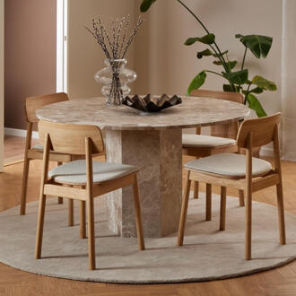 Ronde Eettafel 'Lasonya' Travertin, 130cm Bruin - 130 cm