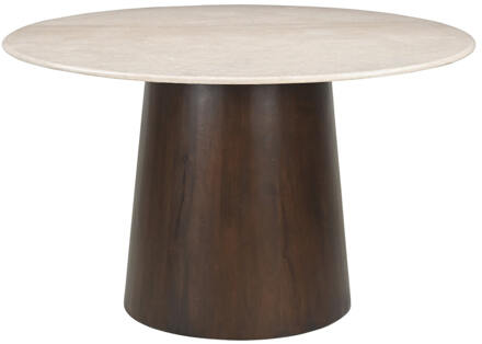 Ronde Eettafel 'Margred' Marmer en mangohout, 130cm - 130 cm