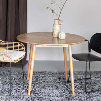 Ronde Eettafel 'Memo' Eikenhout, 100cm, kleur Naturel - 100 cm