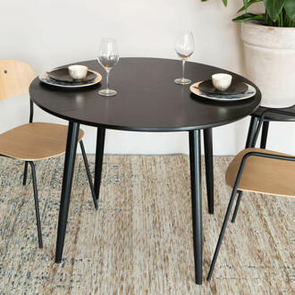 Ronde Eettafel 'Memo' Eikenhout, 100cm, kleur Zwart - 100 cm