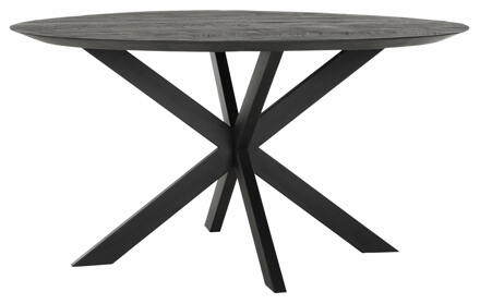 Ronde Eettafel 'Shape' Teakhout, 150cm, kleur Zwart - 150 cm