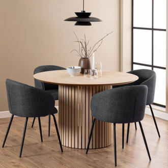 Ronde Eettafel 'Sharalyn' Eiken, 120cm Wit - 120 cm