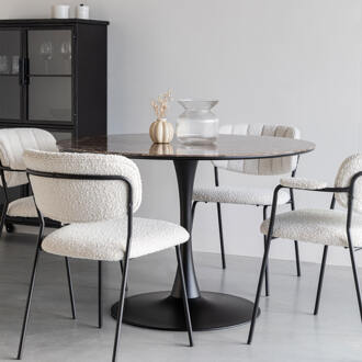 Ronde Eettafel 'Trisha' Marmerlook, 110cm, kleur Zwart - 110 cm
